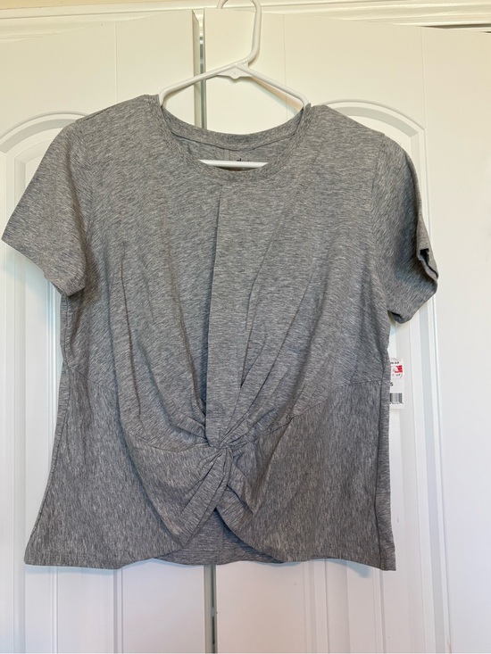 Tops - Women's Grey Twist-Front Short Sleeve Top